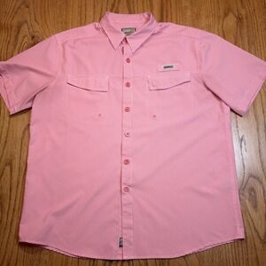Hook & Tackle Fishing Shirt Mens XL Salmon Gingham Vented Outdoor Sun Protection